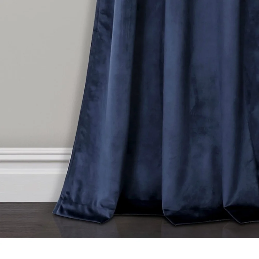 Prima Two Panel Velvet Darkening Insulated Window Curtains Navy Blue 38